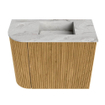 Mondiaz JOYA-DLUX Meuble de salle de bains - 51,6cm - arrondi gauche couleur Chêne - Vasque FAYE position Droite Sans trou de robinet couleur Glace SW1421988