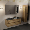 Mondiaz AIVY Ensemble de meuble - 120x45x50cm - 2 trous de robinet - 2 vasques Urban Solid surface - Gauche et droite - 2 tiroirs - avec armoire de toilette - Melamine Chai SW892187