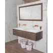 BRAUER plan pour meuble salle de bains Furiosa 140.5x46cm 2 lavabos sans trou pour robinet rectangulaire Fine Stone blanc mat SW86583