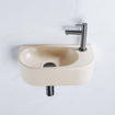 Fugaflow Efficiente Pietra Ensemble lave-mains - 40x21.5x12cm - droite - lisse - semi-rond - 1 trou de robinet - céramique - robinet de lave-mains gunmetal - bonde de vidage - siphon abaissé - beige SW1442383