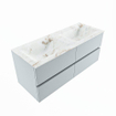 Mondiaz VICA-DLUX ensemble de meuble de salle de bain - 120cm - meuble sous-vasque argile - 4 tiroirs - lavabo encastré nuage double - 2 trous de robinet - version haute de 60cm - frape SW1089175