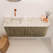 Mondiaz JOYA-DLUX 91.6cm toiletmeubel - ronding rechts kleur Dusk - Wastafel FAYE positie Links Zonder kraangat kleur Frappe. SW1423139