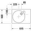 Duravit Scola lavabo 61,5 x 46 cuve gauche sans trou de robinet blanc 0304115