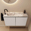 MONDIAZ TURE-DLUX Meuble WC 80 cm Linen. EDEN lavabo Glace position gauche. Avec 1 trou de robinet. SW1103363