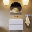 Mondiaz VICA-DLUX Ensemble de meuble de salle de bain - 70cm - meuble sous-vasque cale - 2 tiroirs - lavabo encastrée cloud milieu - sans trous de robinet - version haute de 60cm - glace SW1087808