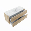 MONDIAZ VICA-DLUX Ensemble meuble de salle de bains - 110cm - sous-meuble chêne lavé - 2 tiroirs - lavabo encastré cloud central - sans trous de robinet - version hauteur 60cm - opalo SW1088416