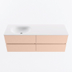 MONDIAZ VICA Ensemble meuble de salle de bains - 140cm - meuble bas rosee - 4 tiroirs - lavabo moon gauche - 1 trou de robinet - version haute 60cm - talc SW1080378