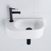 Fugaflow Efficiente Pietra Ensemble lave-mains - 40x21.5x12cm - gauche - lisse - semi-circulaire - 1 trou de robinet - céramique - robinet de lave-mains noir mat - bonde - siphon abaissé - blanc brillant SW1442393