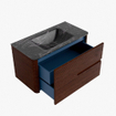 Mondiaz CIRO-DLUX Meuble de salle de bains - 90x45x50cm - Lavabo solid surface Lava - 1 vasque au milieu - 1 trou de robinet - 2 tiroirs - Ruby SW1531580