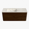 Mondiaz CIRO-DLUX Meuble de salle de bains - 120x45x50cm - Plan vasque solid surface Ostra - 1 lavabo à gauche - sans trous de robinetterie - 2 tiroirs - Noyer SW1530380