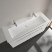 Villeroy & Boch Subway 2.0 lavabo-meuble - 130x47cm - avec 2 trous de robinet avec trop-plein blanc 1024052