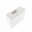 MONDIAZ TURE-DLUX meuble WC 60cm Talc. Lavabo EDEN Ostra position gauche. Avec 1 trou de robinet. SW1104689