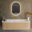 MONDIAZ KURVE-DLUX 150cm Meuble salle de bain avec module 25 G et D - couleur Oak - 1 tiroir - 2 portes - vasque BIG MEDIUM centre - sans trou de robinet - couleur Glace SW1137926