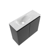 MONDIAZ TURE-DLUX meuble de toilettes 60cm Dark Grey. EDEN lavabo Opalo position gauche. Avec 1 trou de robinet. SW1104290