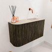 Mondiaz JOYA-DLUX 71.6cm meuble de salle de bains - arrondi gauche couleur Shadow - Vasque FAYE position Droite Sans trou de robinet couleur Frappe. SW1422686