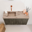 Mondiaz JOYA-DLUX 70cm toiletmeubel - kleur Shadow - Wastafel FAYE positie Links Zonder kraangat kleur Arena. SW1424809