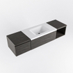 MONDIAZ BUKLA 160cm ensemble de meuble avec module ouvert 40 à droite couleur Marron Foncé avec 2 tiroirs. Lavabo CLOUD centre 1 trou de robinet couleur Talc. SW1382105