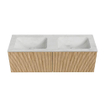 MONDIAZ KURVE-DLUX 130cm Meuble salle de bain - couleur Oak - 2 tiroirs - vasque LEAF double - 2 trous de robinet - couleur Opalo SW1137595