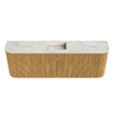 Mondiaz JOYA-DLUX 123.2cm toiletmeubel - ronding links en rechts kleur Oak - Wastafel FAYE positie Midden 1 kraangat kleur Ostra. SW1422273