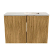 Mondiaz JOYA-DLUX 60cm toiletmeubel - kleur Oak - Wastafel FAYE positie Rechts 1 kraangat kleur Frappe. SW1421859