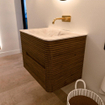 Mondiaz CIRO-DLUX Meuble de salle de bains - 70x45x50cm - lavabo solid surface Frappe - 1 vasque centrale - sans trous de robinet - 2 tiroirs - Dusk SW1533810