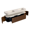 MONDIAZ THOR-DLUX 180cm badmeubel ronding links + rechts kleur Walnut met 2 lades en 2 deuren. Vrijhangende wastafel CLOUD Dubbel zonder kraangat kleur Meli. SW1466158