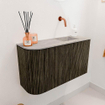Mondiaz JOYA-DLUX 71.6cm meuble de salle de bains - arrondi gauche couleur Shadow - Vasque FAYE position Droite Sans trou de robinet couleur Glace. SW1422812