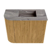 Mondiaz JOYA-DLUX 51.6cm toiletmeubel - ronding links kleur Oak - Wastafel FAYE positie Rechts Zonder kraangat kleur Sombra. SW1426241