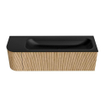 MONDIAZ KURVE 145cm Meuble salle de bain avec module 25 G - couleur Oak - 1 tiroir - 1 porte - vasque BIG LARGE droite - 2 trous de robinet - Urban SW1138414