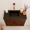 Mondiaz JOYA 50cm toiletmeubel - kleur Ruby - Wastafel FAYE positie Links Zonder kraangat kleur Urban. SW1421802