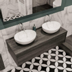 ENSEMBLE DE MEUBLE MONDIAZ LUSH - 120cm - 1 tiroir - lavabo BARCO - 2 lavabos - 2 trous de robinet - anthracite SW409621