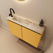 MONDIAZ TURE-DLUX 80cm toiletmeubel Ocher. EDEN wastafel Frappe positie links. Met 1 kraangat. SW1102879