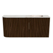 Mondiaz JOYA-DLUX 91.6cm toiletmeubel - ronding links kleur Walnut - Wastafel FAYE positie Rechts 1 kraangat kleur Frappe. SW1422358