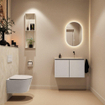 MONDIAZ TURE-DLUX Meuble toilette - 80cm - Linen - EDEN - vasque Ostra - position droite - sans trou de robinet SW1104915