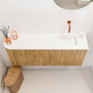Mondiaz JOYA 101.6cm toiletmeubel - ronding links kleur Oak - Wastafel FAYE positie Rechts Zonder kraangat kleur Talc. SW1421143