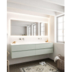 MONDIAZ VICA Ensemble de meuble salle de bain - 200cm - 4 tiroirs - lavabo Cloud double - 0 trous de robinet - solid surface grise SW410854
