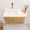 Mondiaz JOYA 61.6cm toiletmeubel - ronding rechts kleur Oak - Wastafel FAYE positie Links Zonder kraangat kleur Talc. SW1421134
