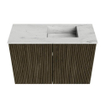 Mondiaz JOYA-DLUX 60cm meuble de salle de bains - couleur Shadow - Vasque FAYE position Droite 1 trou de robinet couleur Opalo. SW1422919