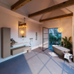 MONDIAZ ALAN - DLUX Ensemble de meuble de salle de bains - 130cm - meuble bas - Smoke - 2 tiroirs - lavabo suspendu - vasque à droite - 0 trous de robinet - Frappe SW804811