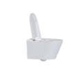QeramiQ Luma Ensemble WC-douche - réservoir encastré Geberit UP320 - avec cadre Burda - sèche-cheveux - douchette féminine - plaque de commande en plastique noir mat - boutons ronds - blanc brillant SW1472015