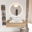 Mondiaz BUKLA Ensemble de meuble salle de bain - 120x45x34cm - 0 trous de robinet - lavabo centré - solid surface - Talc - sans poignée - 1 tiroir - Mélamine - Chêne blanchi SW704730
