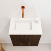 Mondiaz JOYA 40cm meuble de salle de bains - couleur Walnut - Lavabo FAYE position Gauche Sans trou de robinet couleur Talc. SW1421229