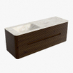 Mondiaz CIRO-DLUX Badkamermeubelset - 140x45x50cm - Solid surface wastafel Ostra - 1 wasbak Links - 1 kraangat - 4 lades - Walnut SW1530367