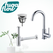 FugaFlow Eccelente Sobrado Kit robinet lavabo - robinet haut - bec rotatif - bonde non-obturable - siphon design - Chrome brillant SW1124156