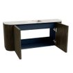 Mondiaz JOYA-DLUX Meuble de salle de bains 93,2 cm - arrondi gauche et droit couleur Shadow - Vasque FAYE position Milieu Sans trou de robinet couleur Frappe SW1422779