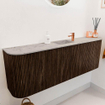 Mondiaz JOYA-DLUX 123.2cm toiletmeubel - ronding links en rechts kleur Walnut - Wastafel FAYE positie Midden 1 kraangat kleur Glace. SW1422423
