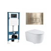 QeramiQ Dely Swirl Toiletset - inbouwreservoir Qeramiq Flush - 35mm zitting - metaal messing geborstelde bedieningsplaat - rechthoekige knoppen - glans wit SW1578452