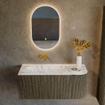 Mondiaz KURVE-DLUX Ensemble de meubles de salle de bains - 105x46x40cm - 1 tiroir - 1 porte - lavabo solid surface - gauche - sans trou de robinet - Shadow SW1414539