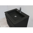 Basic Bella Meuble salle de bains avec lavabo acrylique avec miroir Noir 60x55x46cm 1 trou de robinet Noir mat SW491840