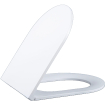 QeramiQ Dely Swirl Ensemble WC - 36,3x51,7 cm - Réservoir encastré Geberit UP320 - Abattant fin - Plaque de commande en cuivre - Boutons ronds - Blanc brillant SW1126092